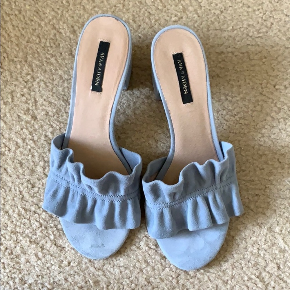 Powder Blue Suede Ava & Aiden Slides